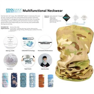 Máscara facial de pescoço de secagem rápida COOLMAX