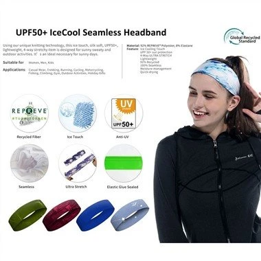 Faixa de cabeça esportiva refrescante UPF50+ IceCool