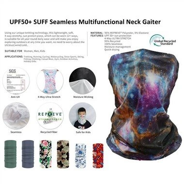 UPF50+ SUFF Mulheres Homens Face Gaiter